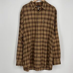 Columbia XCO Long Sleeve Plaid Button Up Shirt Men’s Size XL Tall in Tan